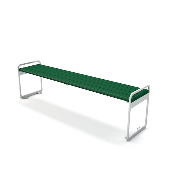 Green 6' Plaza Backless Bench with Silver Frame